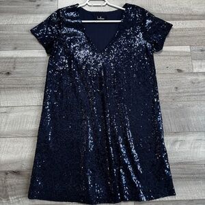 Lulus Navy Blue Sequin Dress